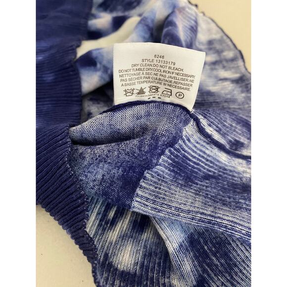 Tory Burch Blue Stripe Tiger Tie Dye Combo Pat Cardigan Small Preppy Coastal - Picture 7 of 10